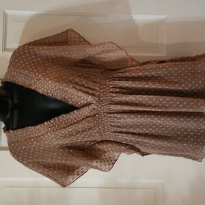 Elegant Sheer Lace Top - Womens Size: Medium - Color: Caramel